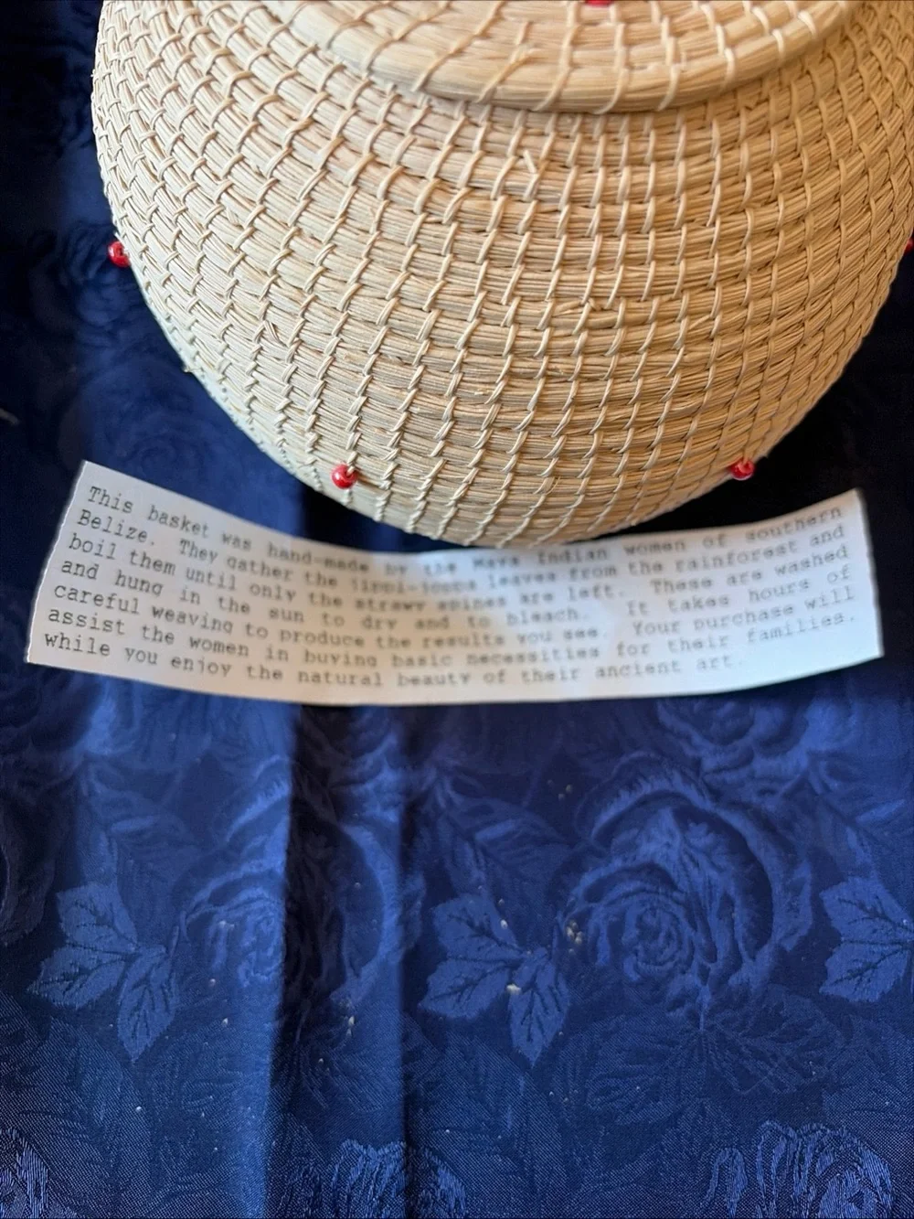Hand-Woven Maya Indian Jippi-Joppa Leaf Basket From Belize